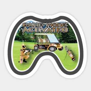 Gold Golf Course Game Mode Activated White Trim Sticker